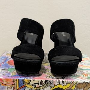 Jeffrey Campbell- Adriana Black Suede Platform Heels